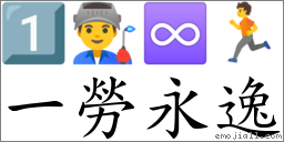 一勞永逸 對應Emoji 1️⃣ 👨‍🏭 ♾ 🏃  的對照PNG圖片