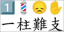 一柱難支 對應Emoji 1️⃣ 💈 😞 ✋  的對照PNG圖片