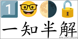 一知半解 對應Emoji 1️⃣ 🤓 🌗 🔓  的對照PNG圖片