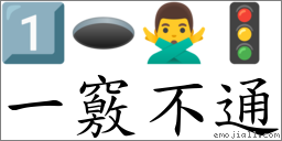 一窍不通 对应Emoji 1️⃣ 🕳 🙅‍♂️ 🚦  的对照PNG图片