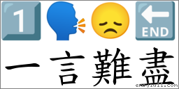 一言難盡 對應Emoji 1️⃣ 🗣 😞 🔚  的對照PNG圖片