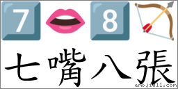 七嘴八張 對應Emoji 7️⃣ 👄 8️⃣ 🏹  的對照PNG圖片