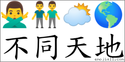 不同天地 對應Emoji 🙅‍♂️ 👬 🌥 🌎  的對照PNG圖片