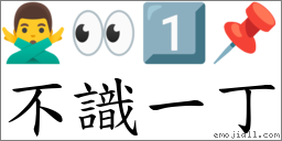 不識一丁 對應Emoji 🙅‍♂️ 👀 1️⃣ 📌  的對照PNG圖片