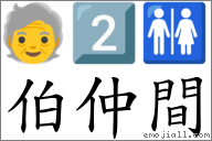 伯仲間 對應Emoji 🧓 2️⃣ 🚻  的對照PNG圖片