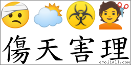 傷天害理 對應Emoji 🤕 🌥 ☣ 💇  的對照PNG圖片