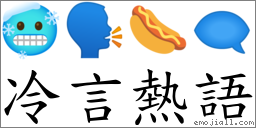 冷言熱語 對應Emoji 🥶 🗣 🌭 🗨  的對照PNG圖片