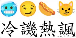 冷譏熱諷 對應Emoji 🥶 😏 🌭 😼  的對照PNG圖片