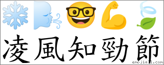 凌風知勁節 對應Emoji ❄ 🌬 🤓 💪 🍃  的對照PNG圖片