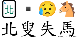 北叟失马 对应Emoji 🀃  😥 🐴  的对照PNG图片