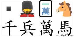 千兵万马 对应Emoji  💂 🀇 🐴  的对照PNG图片