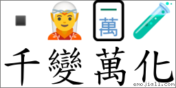 千变万化 对应Emoji  🧝 🀇 🧪  的对照PNG图片