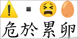 危於累卵 對應Emoji ⚠️  😫 🥚  的對照PNG圖片