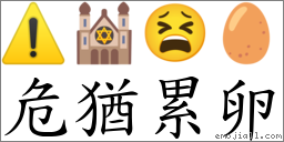 危猶累卵 對應Emoji ⚠️ 🕍 😫 🥚  的對照PNG圖片