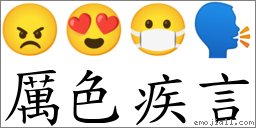 厉色疾言 对应Emoji 😠 😍 😷 🗣  的对照PNG图片