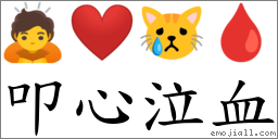 叩心泣血 對應Emoji 🙇 ❤️ 😿 🩸  的對照PNG圖片