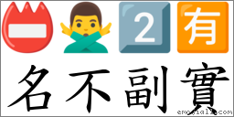 名不副實 對應Emoji 📛 🙅‍♂️ 2️⃣ 🈶  的對照PNG圖片