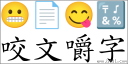 咬文嚼字 對應Emoji 😬 📄 😋 🔣  的對照PNG圖片