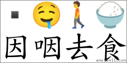 因咽去食 對應Emoji  🤤 🚶 🍚  的對照PNG圖片