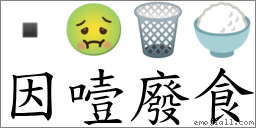 因噎廢食 對應Emoji  🤢 🗑 🍚  的對照PNG圖片