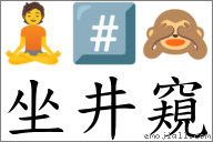 坐井窺 對應Emoji 🧘 #️⃣ 🙈  的對照PNG圖片
