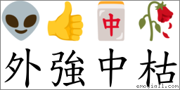 外強中枯 對應Emoji 👽 👍 🀄 🥀  的對照PNG圖片