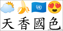 天香國色 對應Emoji 🌥 🍌 🇺🇳 😍  的對照PNG圖片