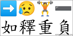 如釋重負 對應Emoji ➡ 😥 🏋 ➖  的對照PNG圖片