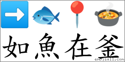如魚在釜 對應Emoji ➡ 🐟 📍 🍲  的對照PNG圖片