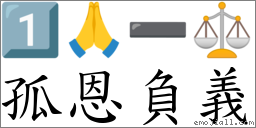 孤恩負義 對應Emoji 1️⃣ 🙏 ➖ ⚖  的對照PNG圖片
