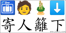 寄人籬下 對應Emoji 🛅 🧑 🎍 ⬇  的對照PNG圖片