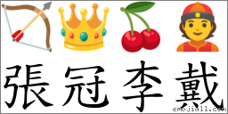 張冠李戴 對應Emoji 🏹 👑 🍒 👲  的對照PNG圖片
