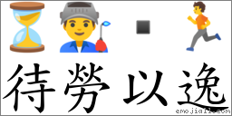 待勞以逸 對應Emoji ⏳ 👨‍🏭  🏃  的對照PNG圖片