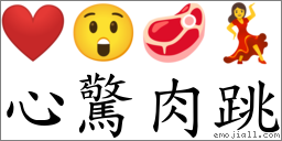 心驚肉跳 對應Emoji ❤️ 😲 🥩 💃  的對照PNG圖片