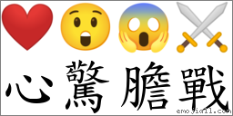 心惊胆战 对应Emoji ❤️ 😲 😱 ⚔  的对照PNG图片
