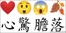心惊胆落 对应Emoji ❤️ 😲 😱 🍂  的对照PNG图片