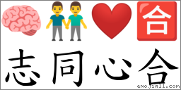 志同心合 對應Emoji 🧠 👬 ❤️ 🈴  的對照PNG圖片
