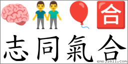 志同氣合 對應Emoji 🧠 👬 🎈 🈴  的對照PNG圖片