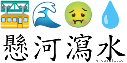 懸河瀉水 對應Emoji 🚟 🌊 🤢 💧  的對照PNG圖片