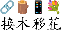 接木移花 對應Emoji 🔗 🪵 📱 💐  的對照PNG圖片