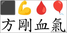 方刚血气 对应Emoji ⬛ 💪 🩸 🎈  的对照PNG图片