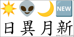 日異月新 對應Emoji ☀️ 👽 🌙 🆕  的對照PNG圖片