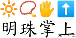 明珠掌上 对应Emoji 🔆 📿 🖐 ⬆  的对照PNG图片