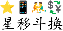 星移斗換 對應Emoji ⭐ 📱 🤼‍♂️ 💱  的對照PNG圖片