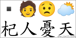 杞人憂天 對應Emoji  🧑 😟 🌥  的對照PNG圖片