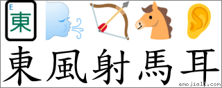东风射马耳 对应Emoji 🀀 🌬 🏹 🐴 👂  的对照PNG图片