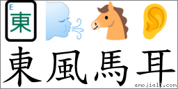 東風馬耳 對應Emoji 🀀 🌬 🐴 👂  的對照PNG圖片