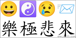 樂極悲來 對應Emoji 😀 ☯ 😢 📨  的對照PNG圖片
