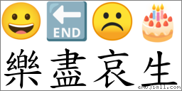 樂盡哀生 對應Emoji 😀 🔚 ☹ 🎂  的對照PNG圖片