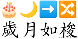 歲月如梭 對應Emoji 🎂 🌙 ➡ 🔀  的對照PNG圖片